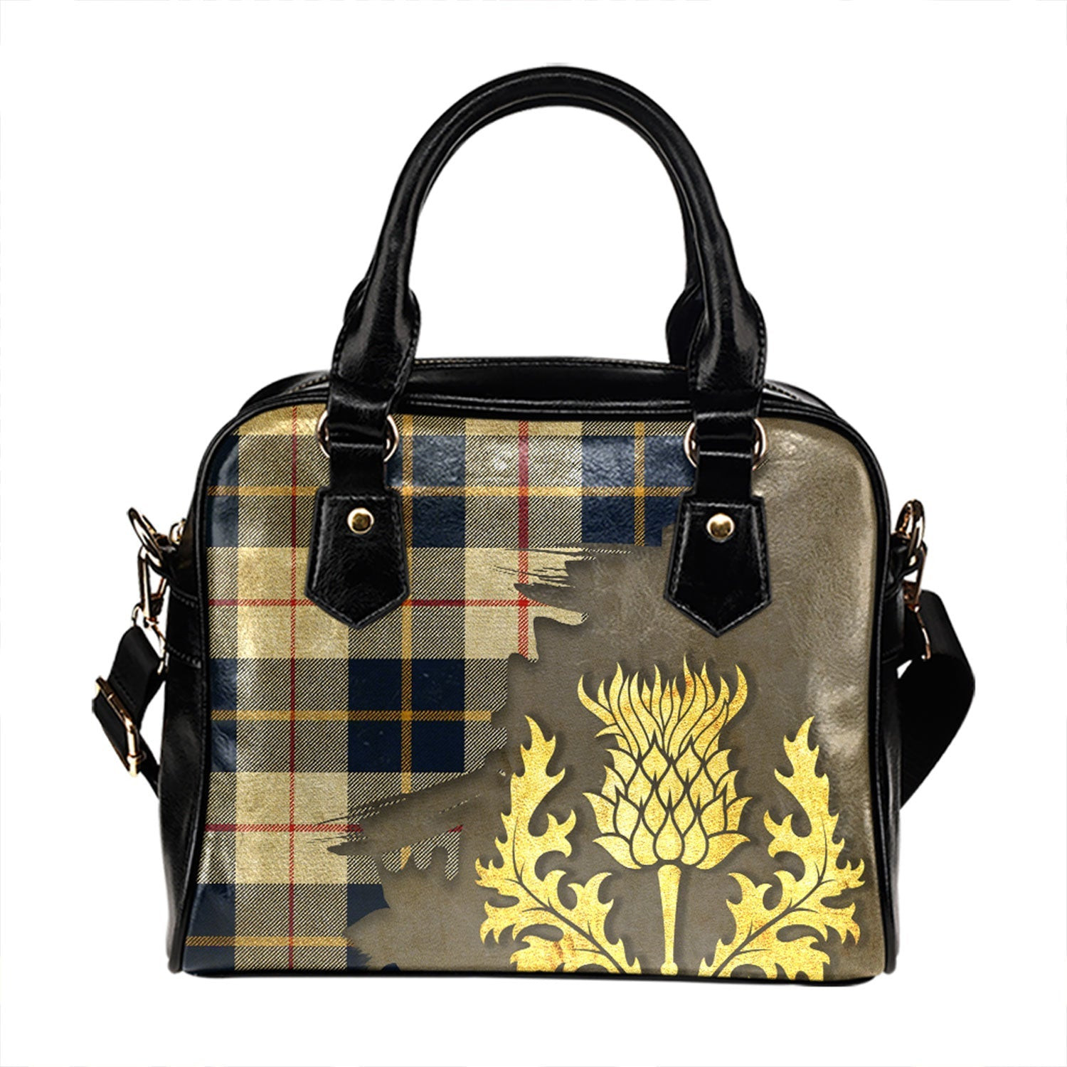 ScotsTee Shop Scottish MacRae of Conchra Modern Tartan Shoulder Handbag Thistle Oldest