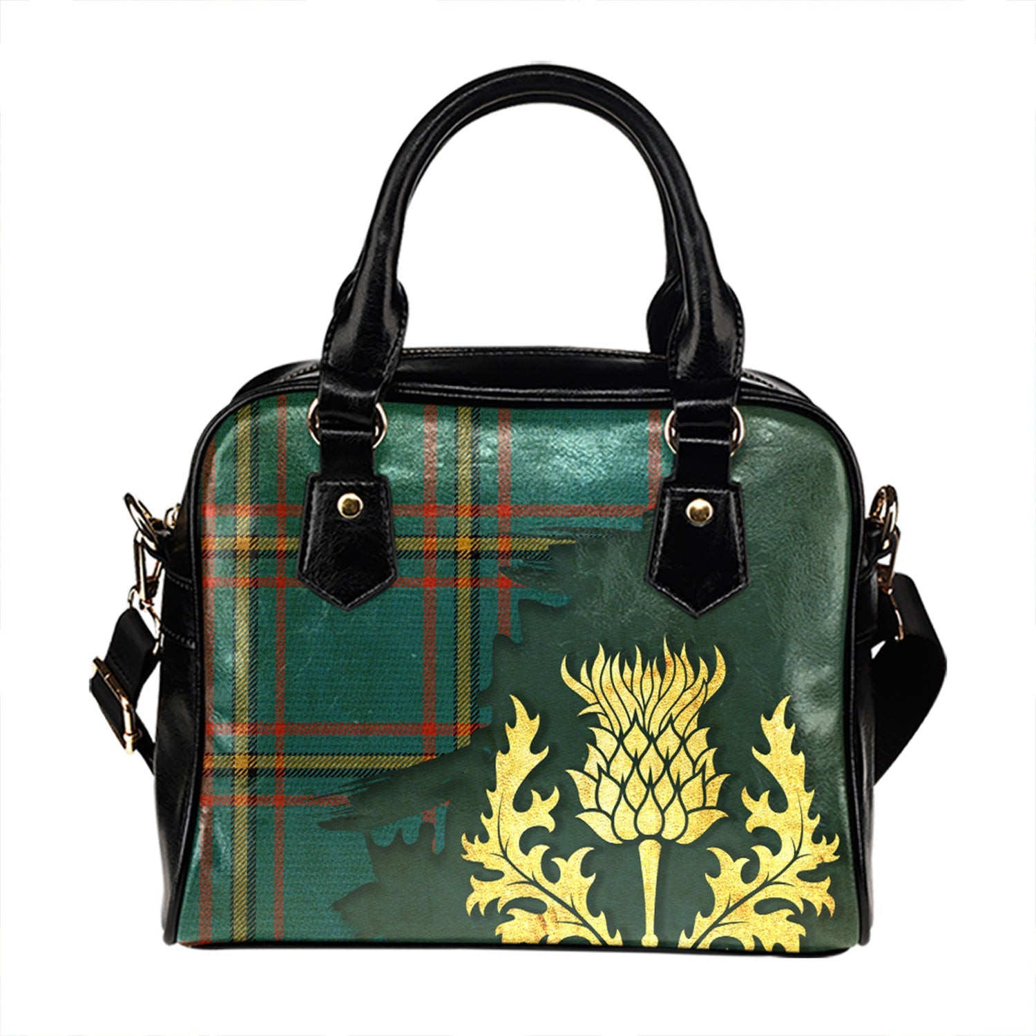 ScotsTee Shop Scottish MacLaine of LochBuie Hunting (MacLaine) Ancient Tartan Shoulder Handbag Thistle Oldest