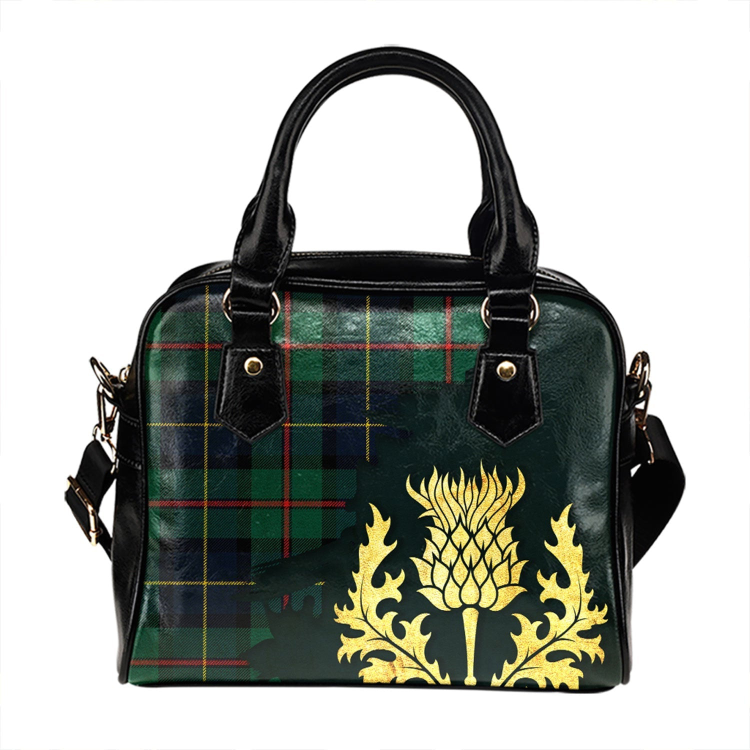 ScotsTee Shop Scottish MacLeod of Assynt Modern Tartan Shoulder Handbag Thistle Oldest