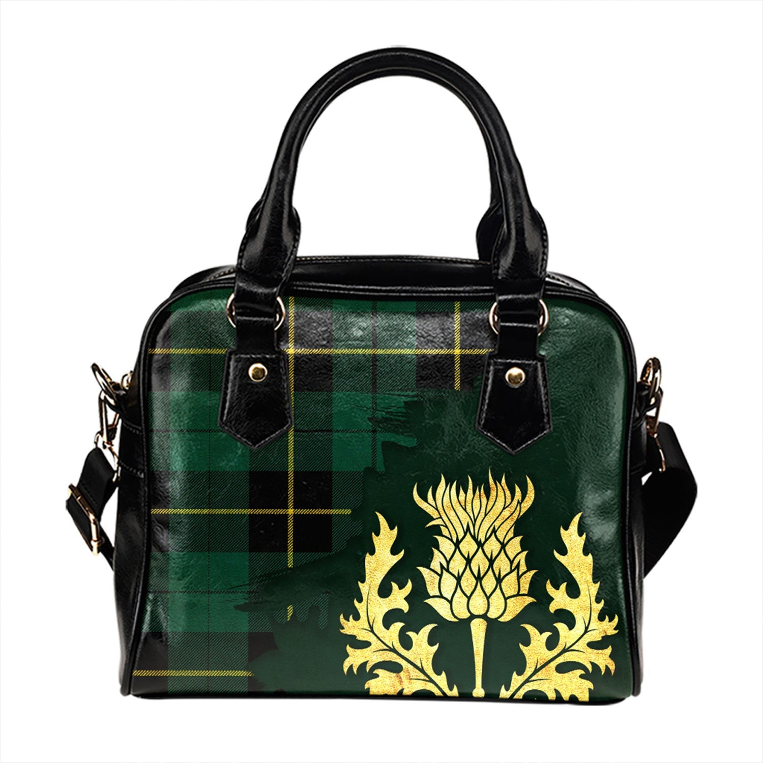 ScotsTee Shop Scottish Wallace Hunting (Wallas Hunting) Modern Tartan Shoulder Handbag Thistle Oldest