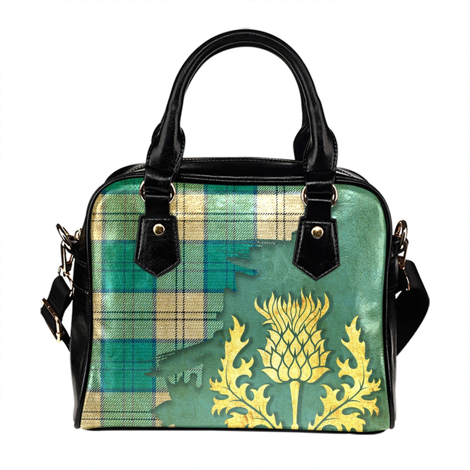 ScotsTee Shop Scottish Lennox Dress Turquoise Tartan Shoulder Handbag Thistle Oldest