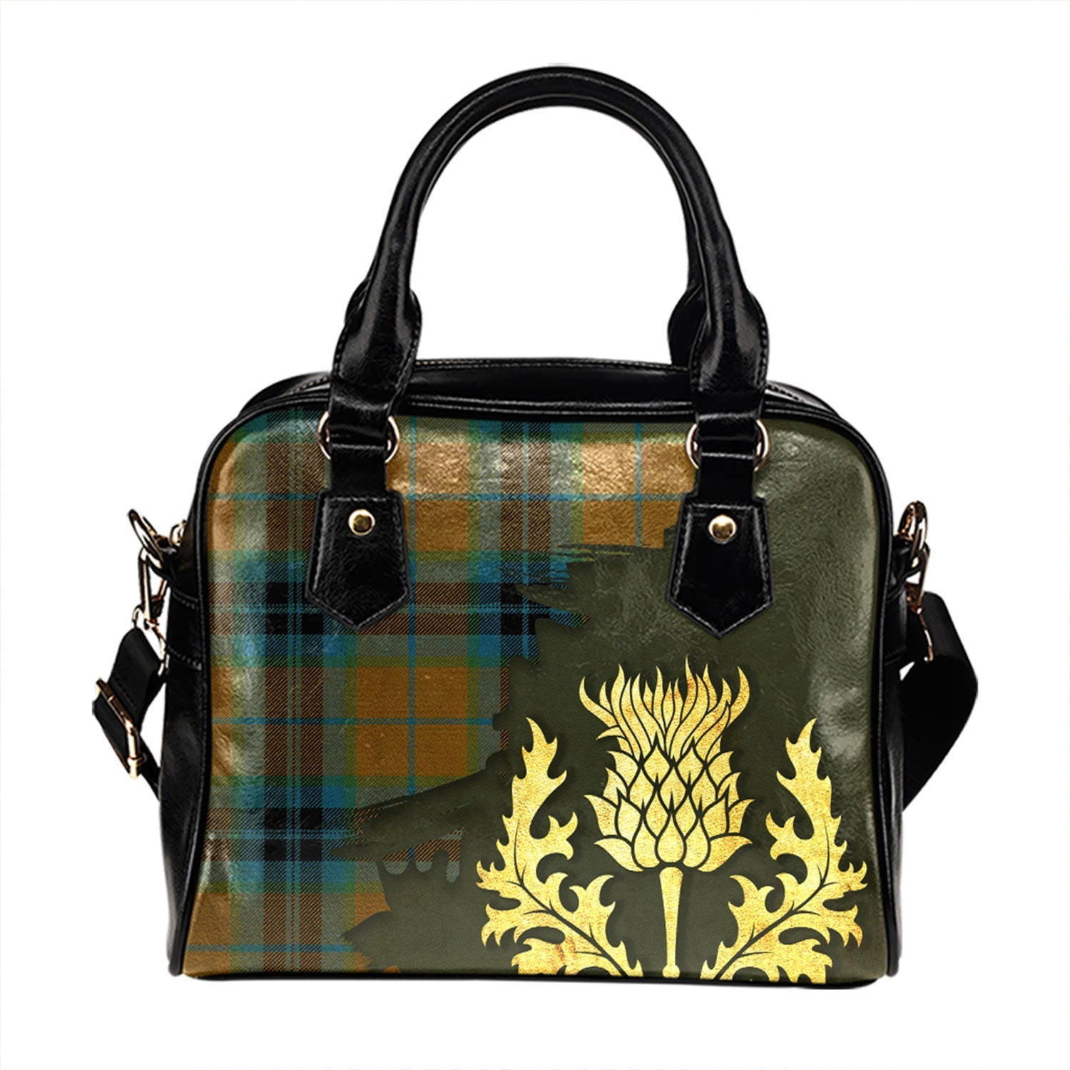 ScotsTee Shop Scottish MacTavish Hunting Modern Tartan Shoulder Handbag Thistle Oldest
