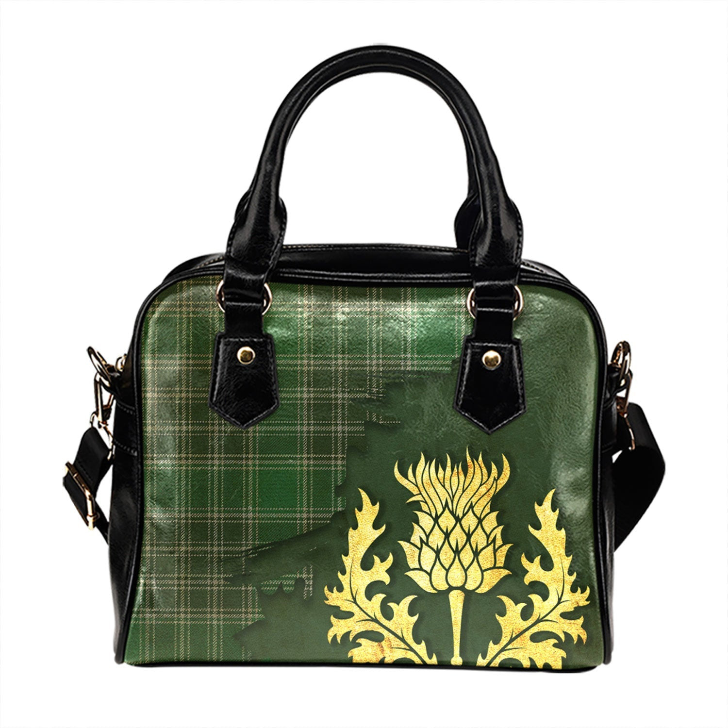 ScotsTee Shop Scottish MacDonald of the Isles Hunting 2 (Donald of the Isles Hunting 2) Modern Tartan Shoulder Handbag Thistle Oldest