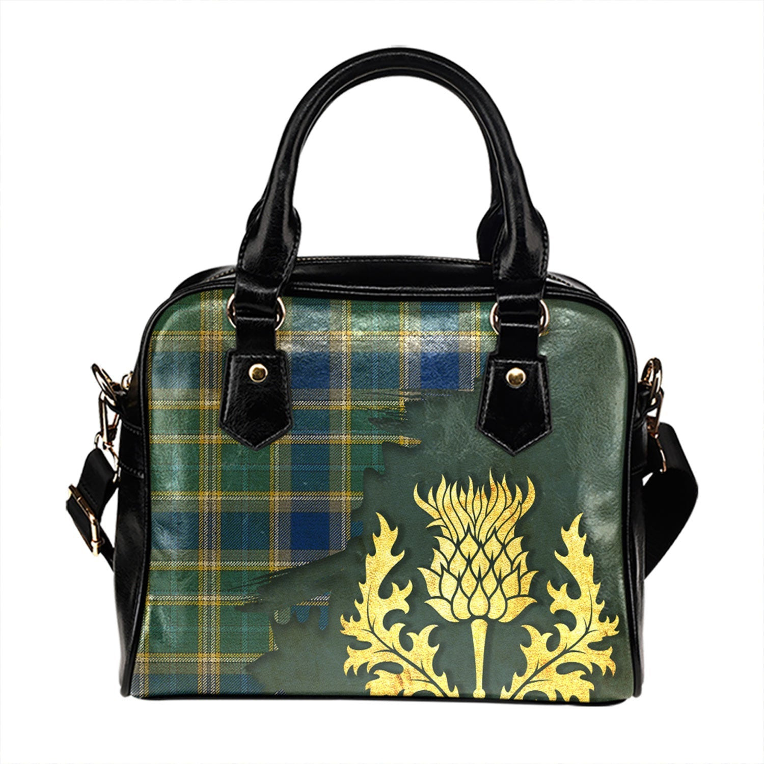 ScotsTee Shop Scottish Isle of Man Manx Hunting Modern Tartan Shoulder Handbag Thistle Oldest
