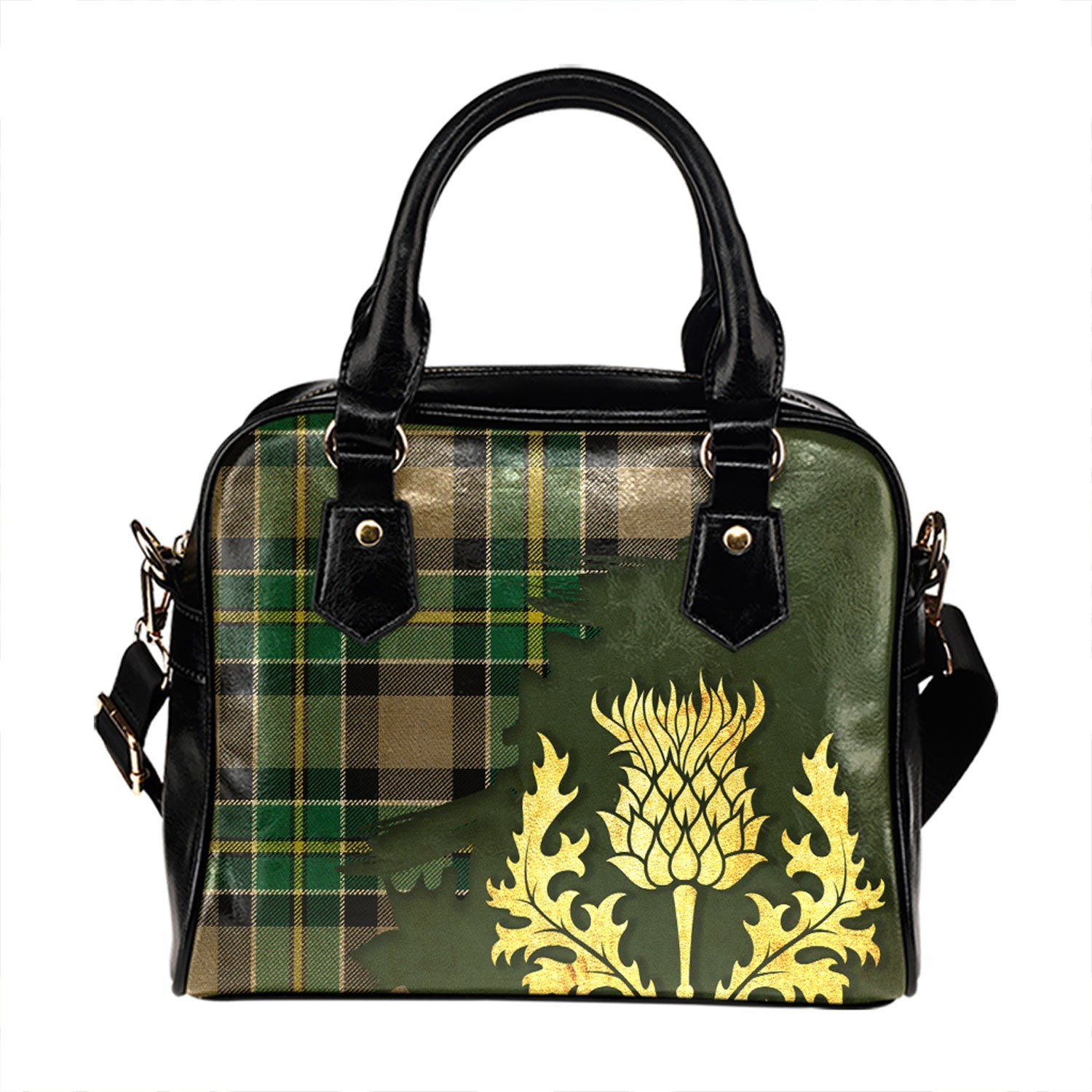 ScotsTee Shop Scottish Hamilton of Brandon Modern Tartan Shoulder Handbag Thistle Oldest