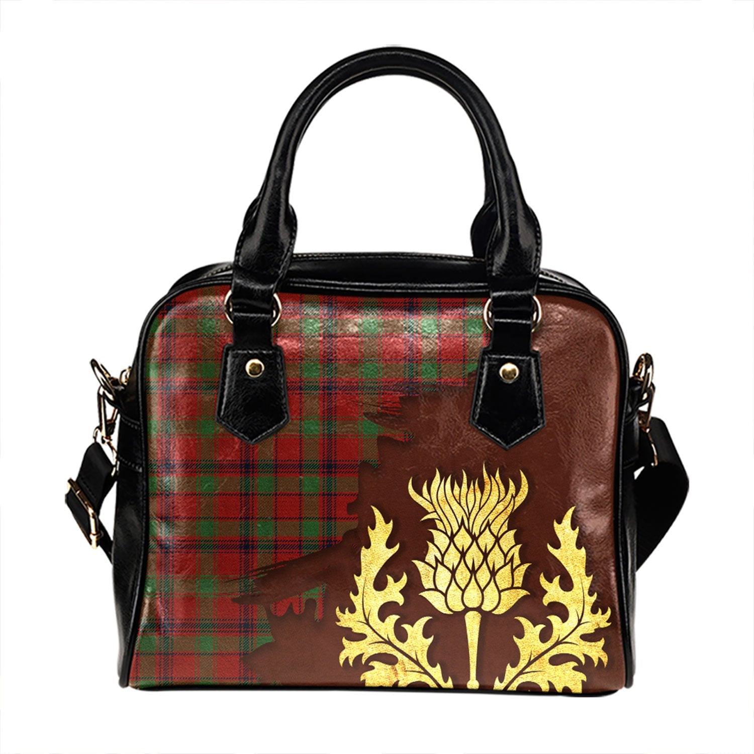 ScotsTee Shop Scottish MacDonald of Aird & Valley (Donald of Aird & Valley) Modern Tartan Shoulder Handbag Thistle Oldest