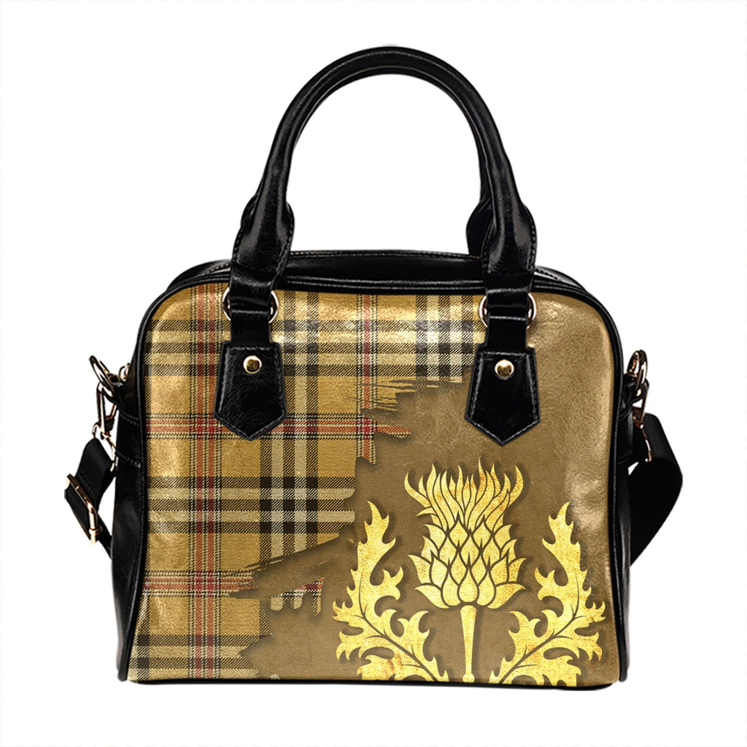 ScotsTee Shop Scottish Thomson Camel 3 (Thompson Camel 3) Weathered Tartan Shoulder Handbag Thistle Oldest