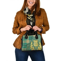 ScotsTee Shop Scottish MacGregor Dress Turquoise (Gregor Dress Turquoise) Tartan Shoulder Handbag Thistle Oldest