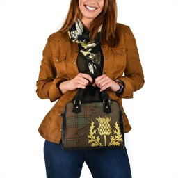 ScotsTee Shop Scottish MacMillan Hunting Weathered Tartan Shoulder Handbag Thistle Oldest