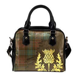 ScotsTee Shop Scottish MacMillan Hunting Weathered Tartan Shoulder Handbag Thistle Oldest