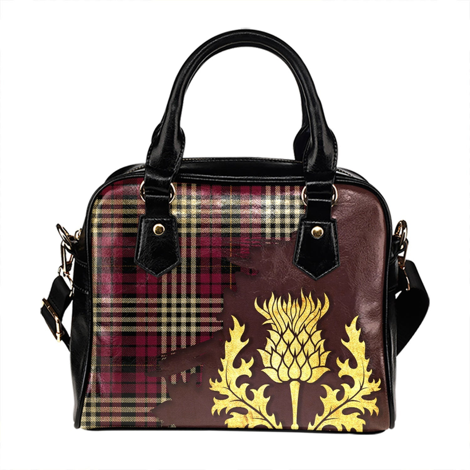 ScotsTee Shop Scottish Little of Morton Rigg Modern Tartan Shoulder Handbag Thistle Oldest