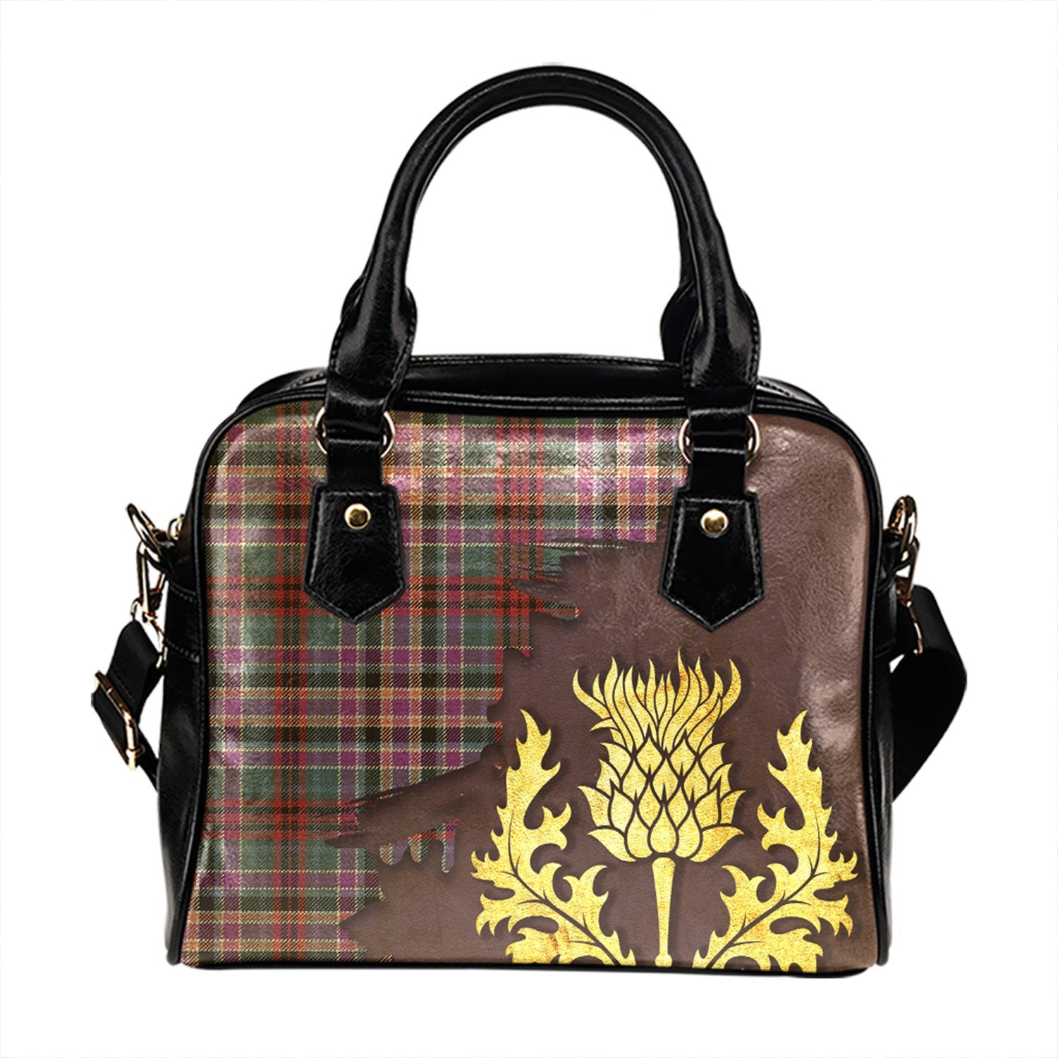 ScotsTee Shop Scottish Huntly Old (Gordon Red (Telfer Dunbar)) Weathered Tartan Shoulder Handbag Thistle Oldest
