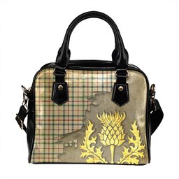 ScotsTee Shop Scottish MacLeod, Wedding (Personal) (MacDougal Arisaid) Modern Tartan Shoulder Handbag Thistle Oldest
