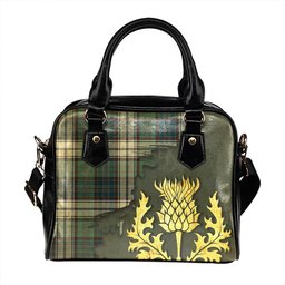 ScotsTee Shop Scottish MacDonald Dress Muted Blue Special Weathered Tartan Shoulder Handbag Thistle Oldest