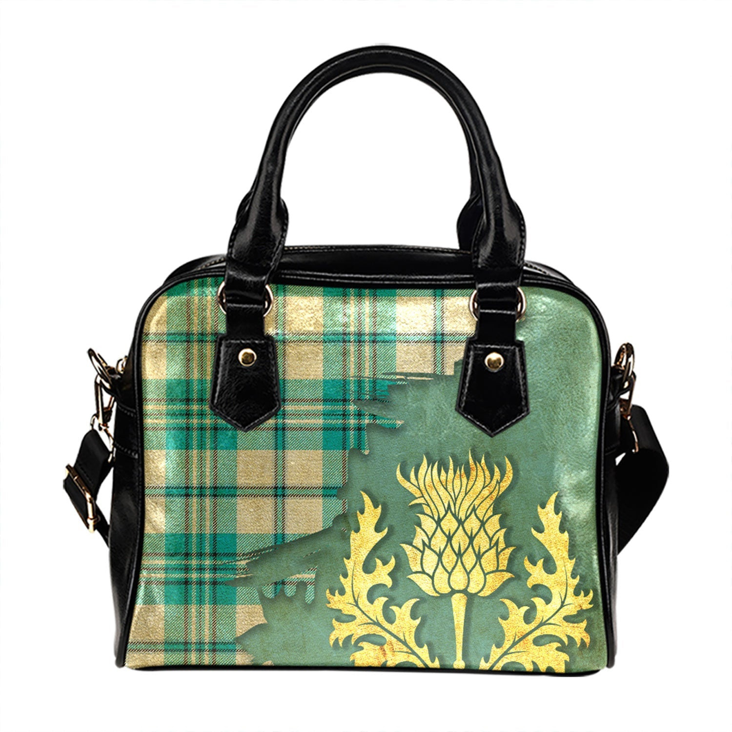 ScotsTee Shop Scottish Scott Dress Turquoise Modern Tartan Shoulder Handbag Thistle Oldest