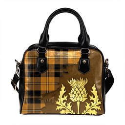 ScotsTee Shop Scottish Johnstone Orange Black (Johnson Orange Black) Tartan Shoulder Handbag Thistle Oldest