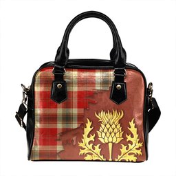 ScotsTee Shop Scottish MacLean of Duart Dress Red Modern Tartan Shoulder Handbag Thistle Oldest
