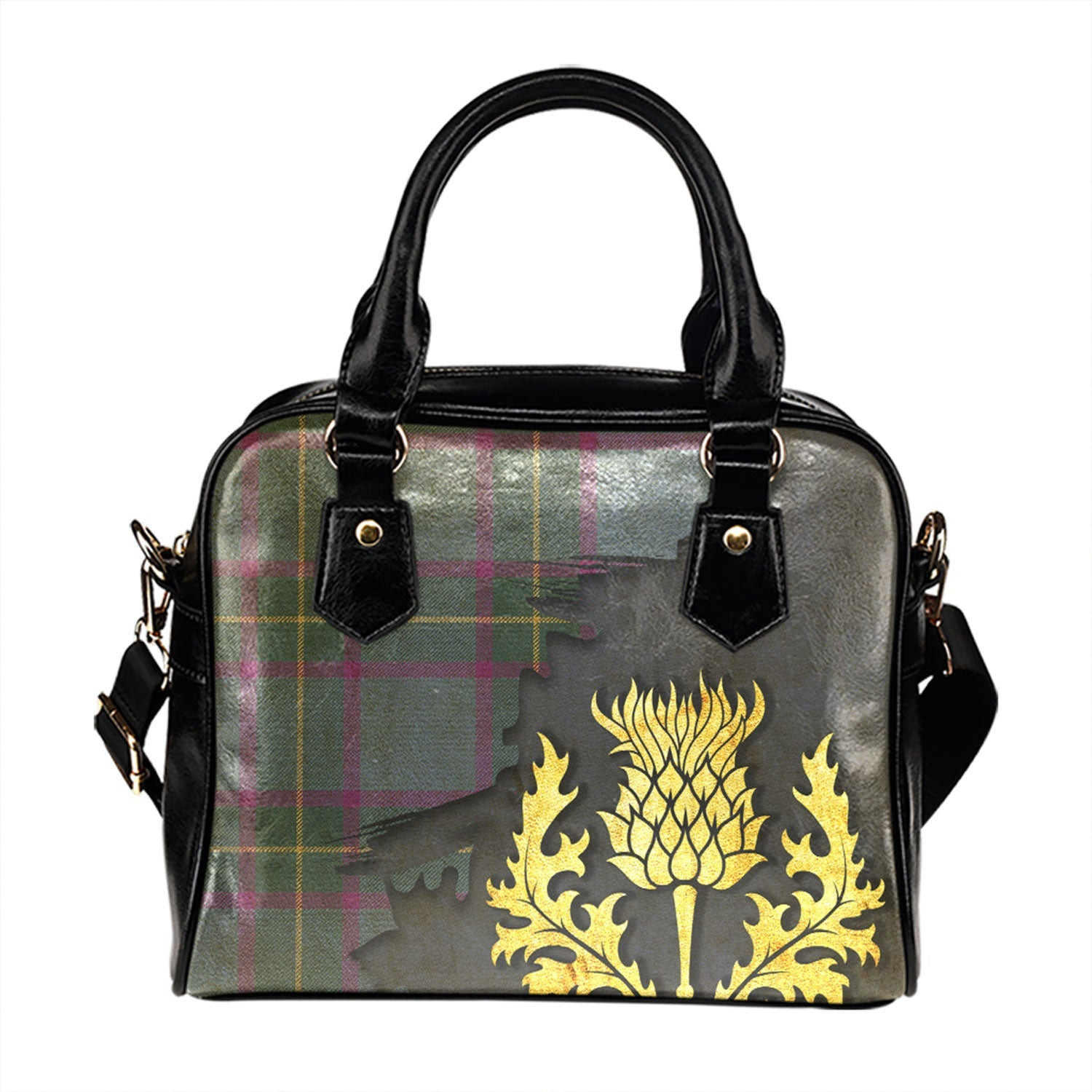 ScotsTee Shop Scottish Peacock Samantha (Paucok Samantha) Weathered Tartan Shoulder Handbag Thistle Oldest