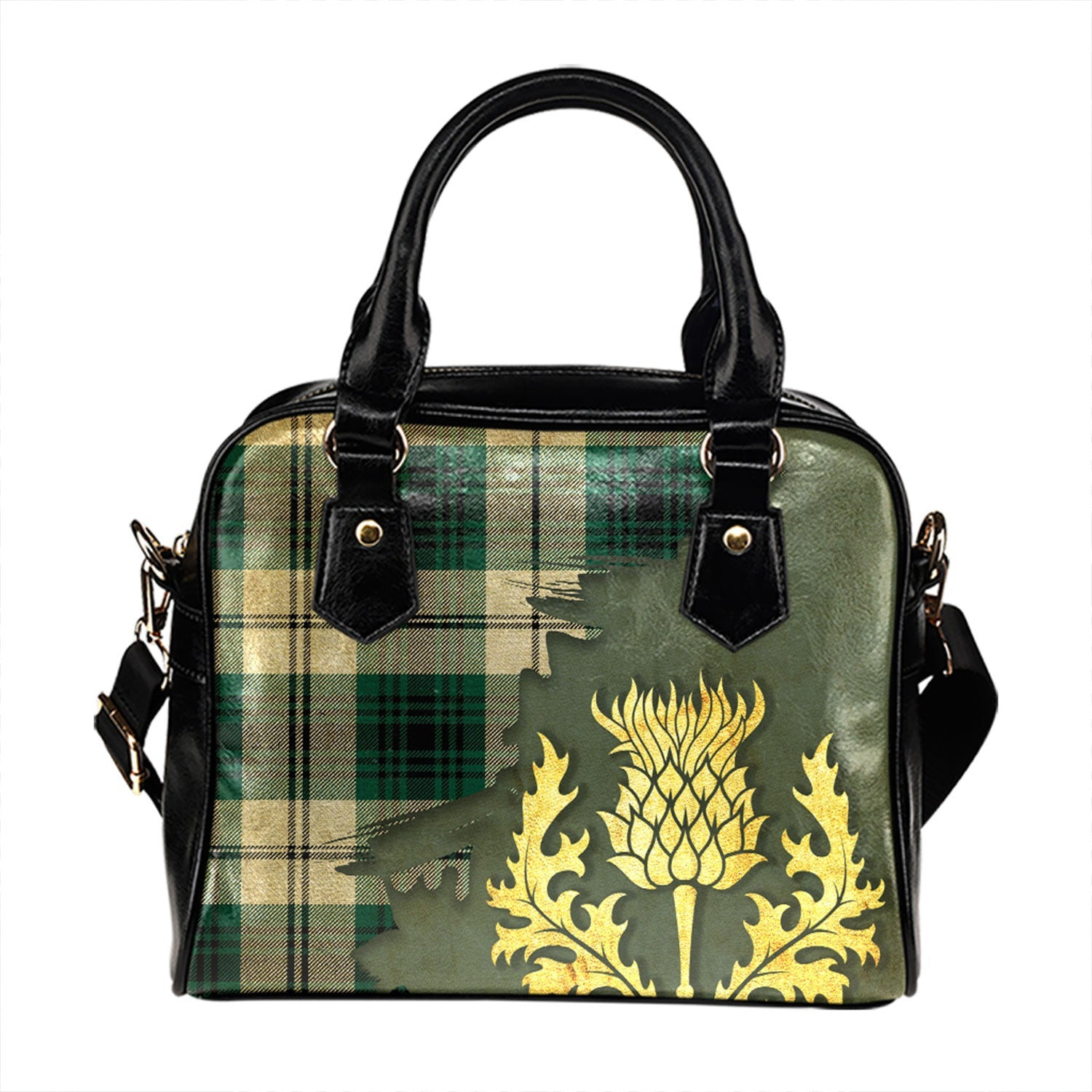 ScotsTee Shop Scottish Lamont Dress (MacLamont Dress) Modern Tartan Shoulder Handbag Thistle Oldest