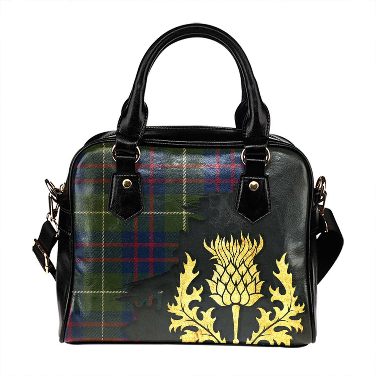 ScotsTee Shop Scottish Hamilton of Clayton Modern Tartan Shoulder Handbag Thistle Oldest