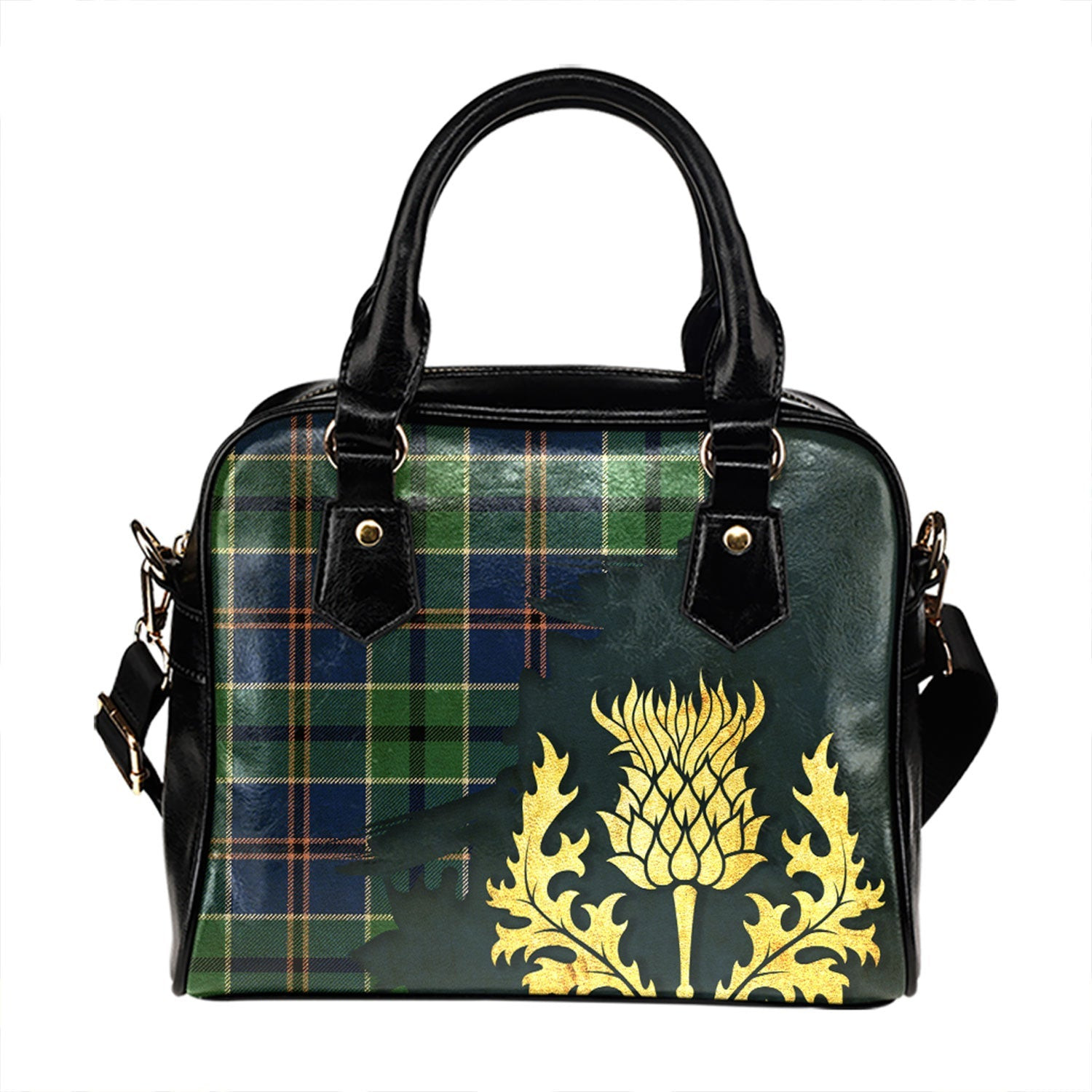 ScotsTee Shop Scottish Leslie of the Hebrides Modern Tartan Shoulder Handbag Thistle Oldest