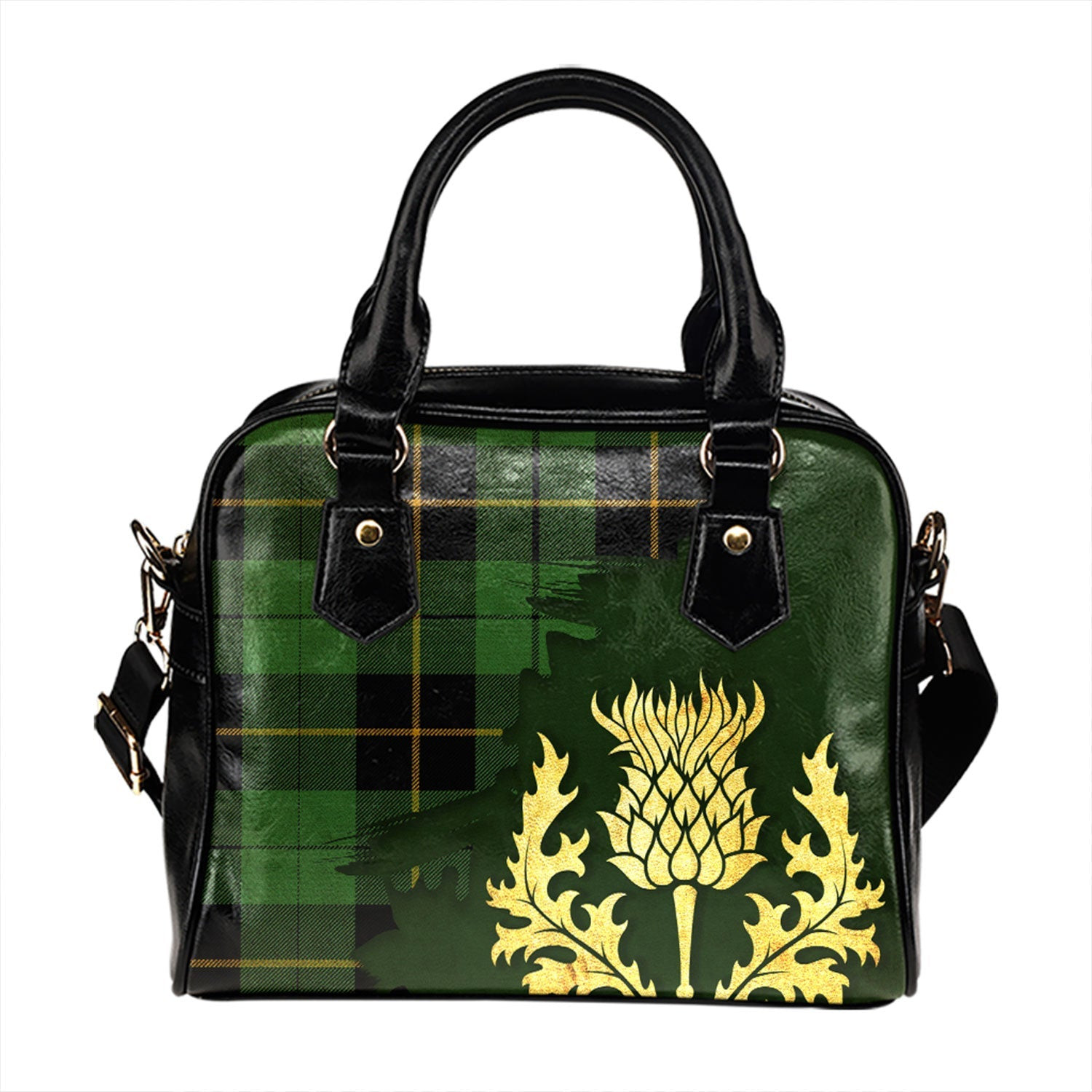 ScotsTee Shop Scottish Wallace Hunting (Wallas Hunting) Ancient Tartan Shoulder Handbag Thistle Oldest