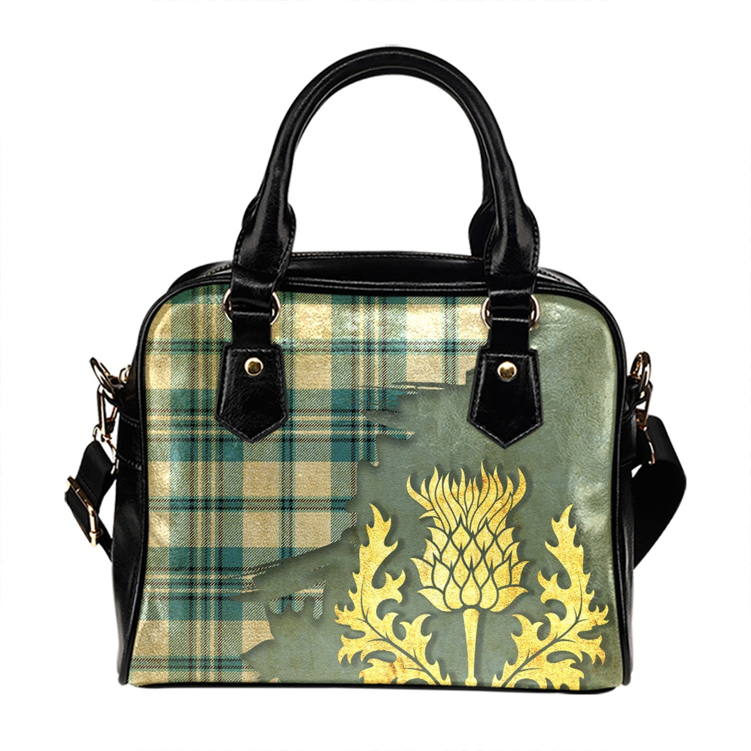 ScotsTee Shop Scottish Scott Dress Turquoise Ancient Tartan Shoulder Handbag Thistle Oldest