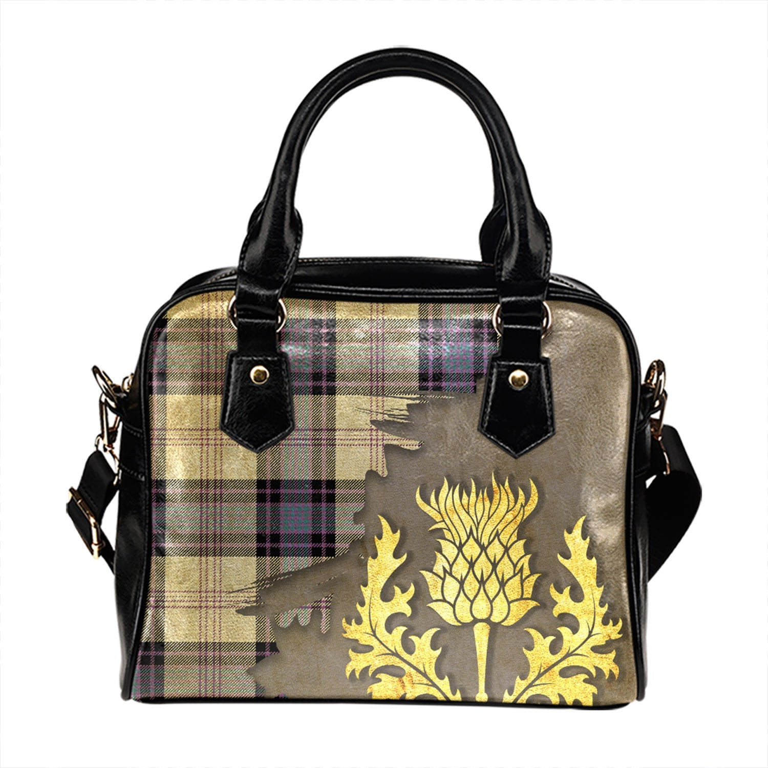 ScotsTee Shop Scottish Ross Dress Blue Ancient Tartan Shoulder Handbag Thistle Oldest