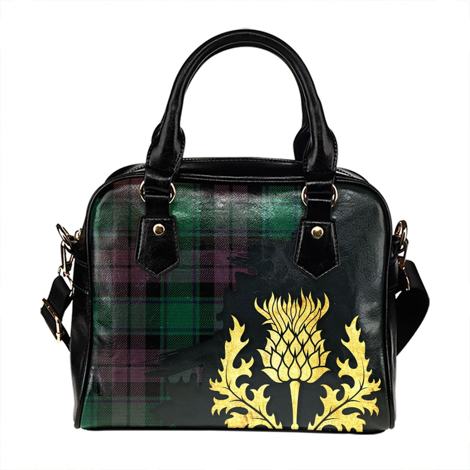 ScotsTee Shop Scottish MacArthur of Milton Modern Tartan Shoulder Handbag Thistle Oldest