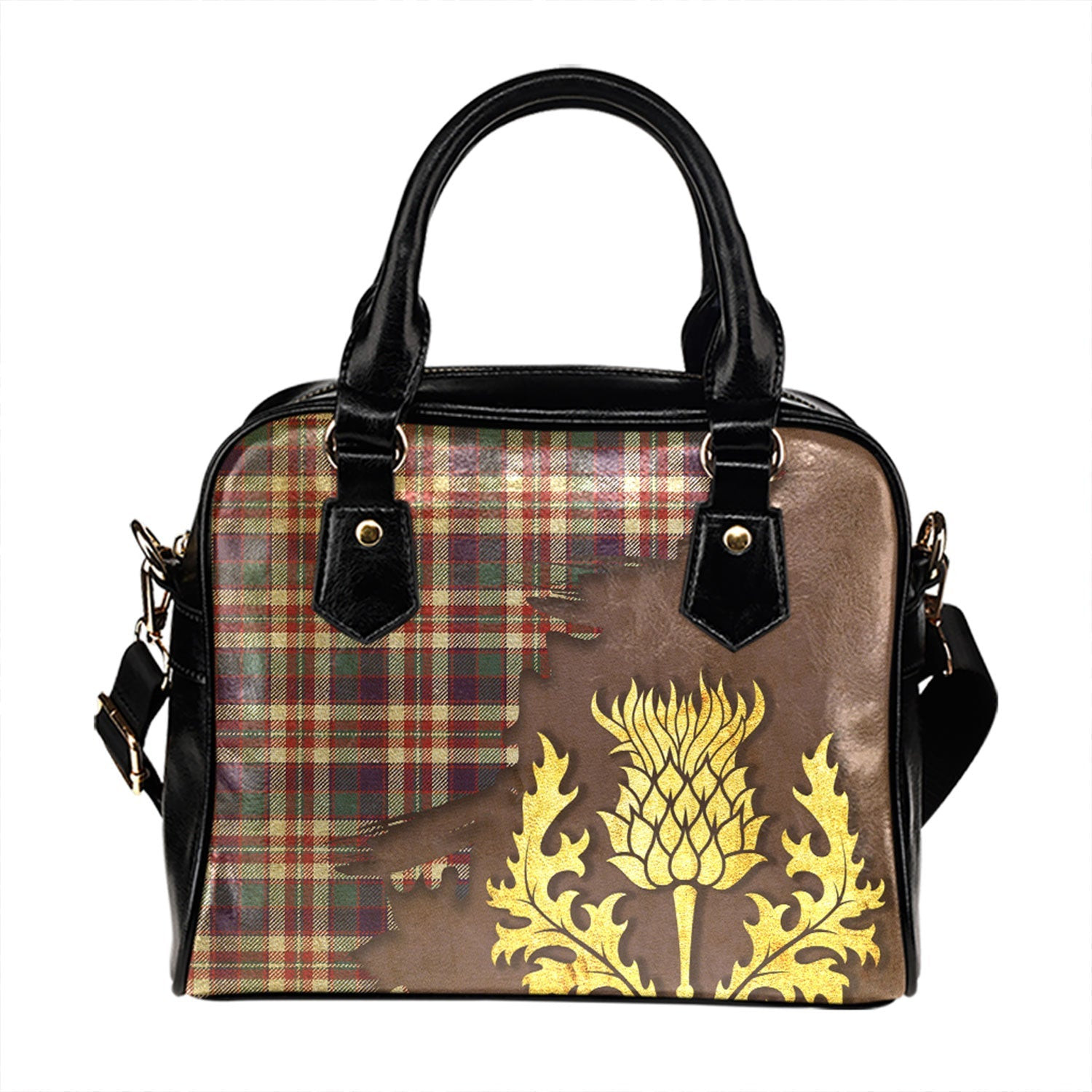 ScotsTee Shop Scottish Robertson Dress 2 Weathered Tartan Shoulder Handbag Thistle Oldest