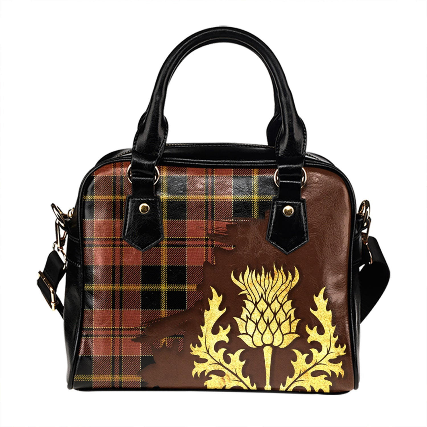 ScotsTee Shop Scottish MacAlister of Skye Ancient Tartan Shoulder Handbag Thistle Oldest