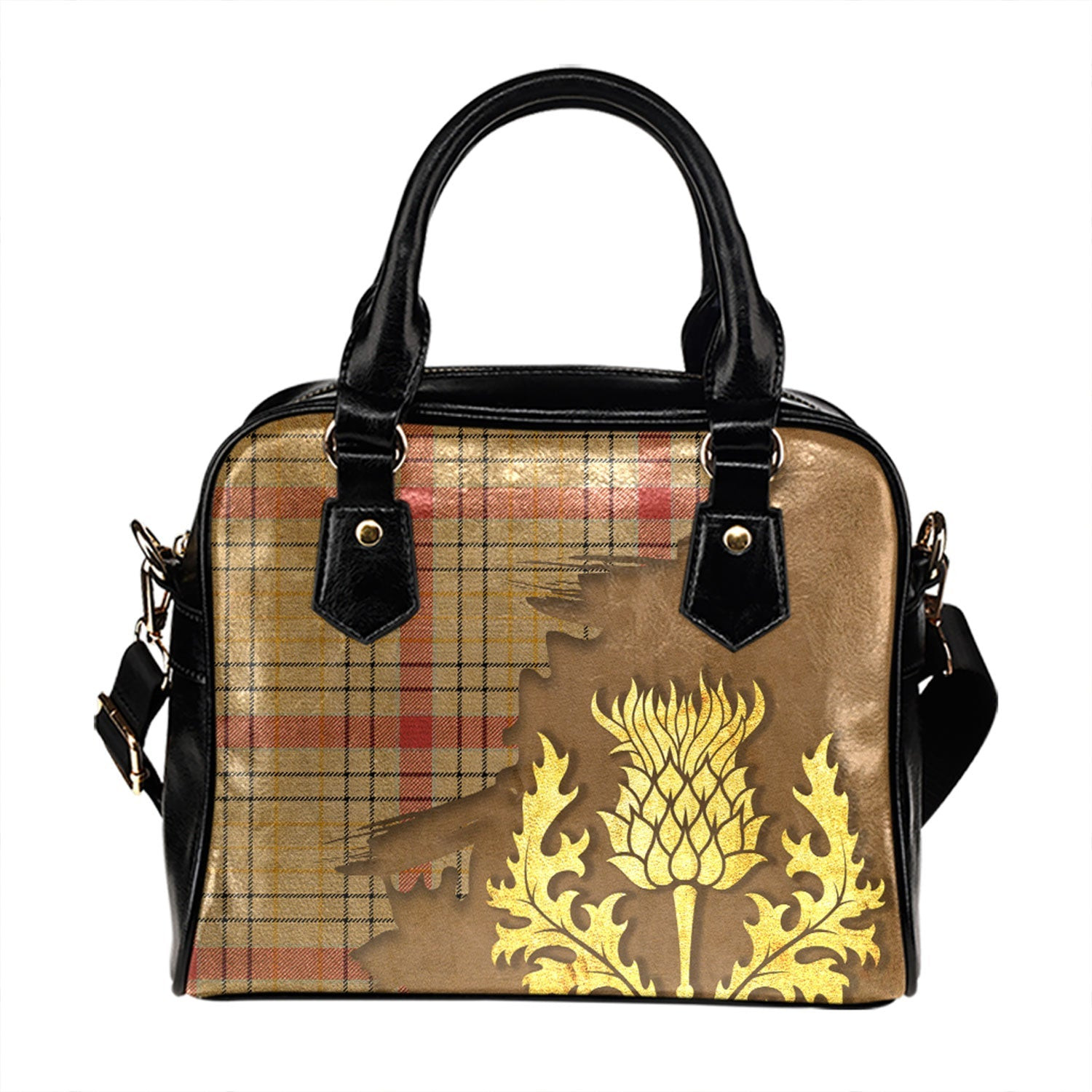 ScotsTee Shop Scottish Sutherland of Duffus Weathered Tartan Shoulder Handbag Thistle Oldest