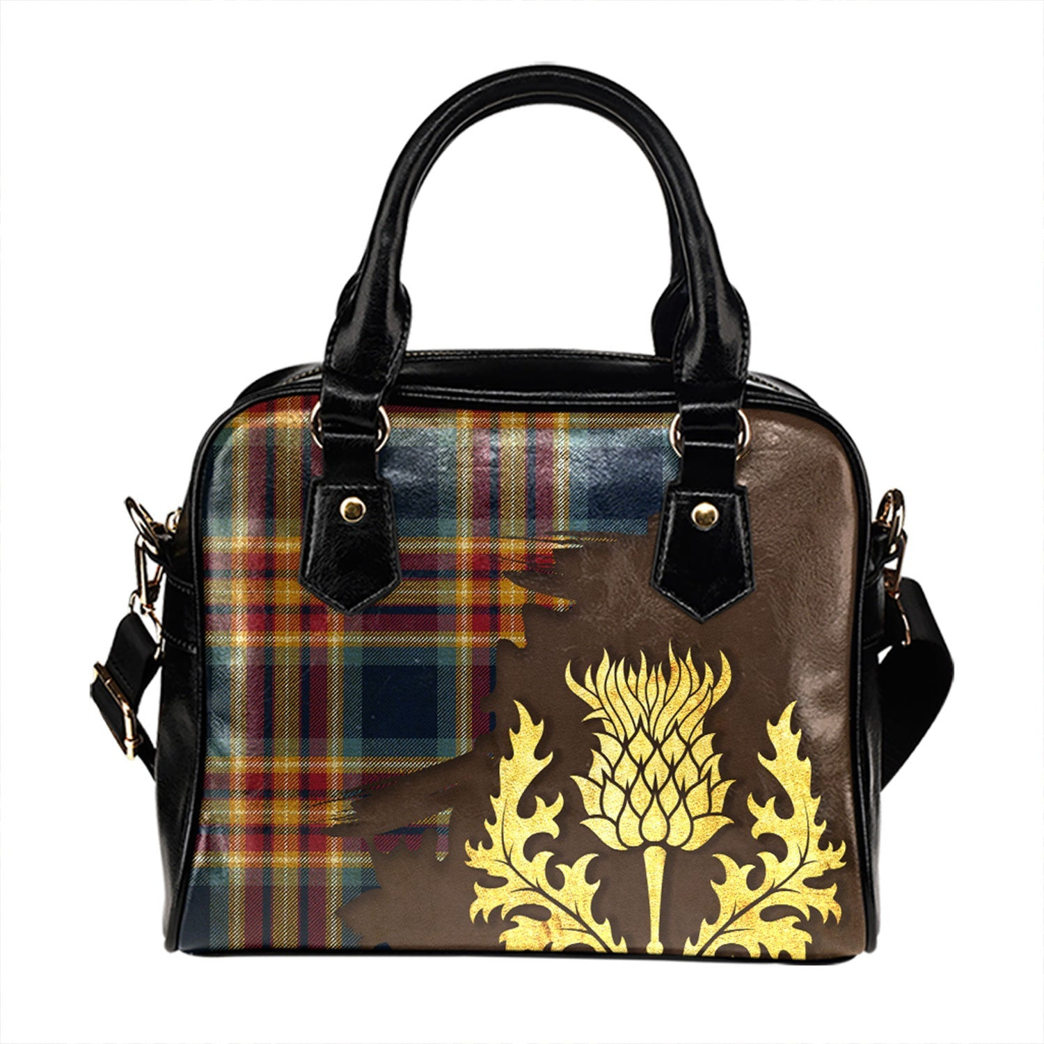 ScotsTee Shop Scottish Holyrood Jubilee (Holyrood Heirloom Holyrood Gold) Modern Tartan Shoulder Handbag Thistle Oldest