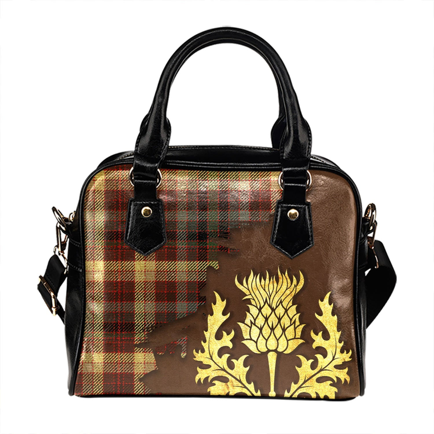 ScotsTee Shop Scottish MacKay of Strathnaver Modern Tartan Shoulder Handbag Thistle Oldest