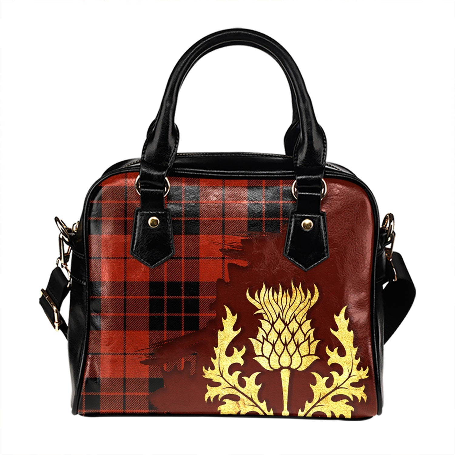 ScotsTee Shop Scottish MacLeod of Raasay Ancient Tartan Shoulder Handbag Thistle Oldest