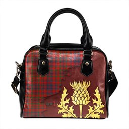 ScotsTee Shop Scottish MacLeod of Tullibardine (Red MacLeod) Modern Tartan Shoulder Handbag Thistle Oldest
