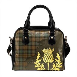 ScotsTee Shop Scottish MacLeod of Skye Weathered Tartan Shoulder Handbag Thistle Oldest