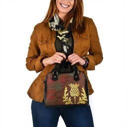 ScotsTee Shop Scottish MacLean of Duart Weathered Tartan Shoulder Handbag Thistle Oldest