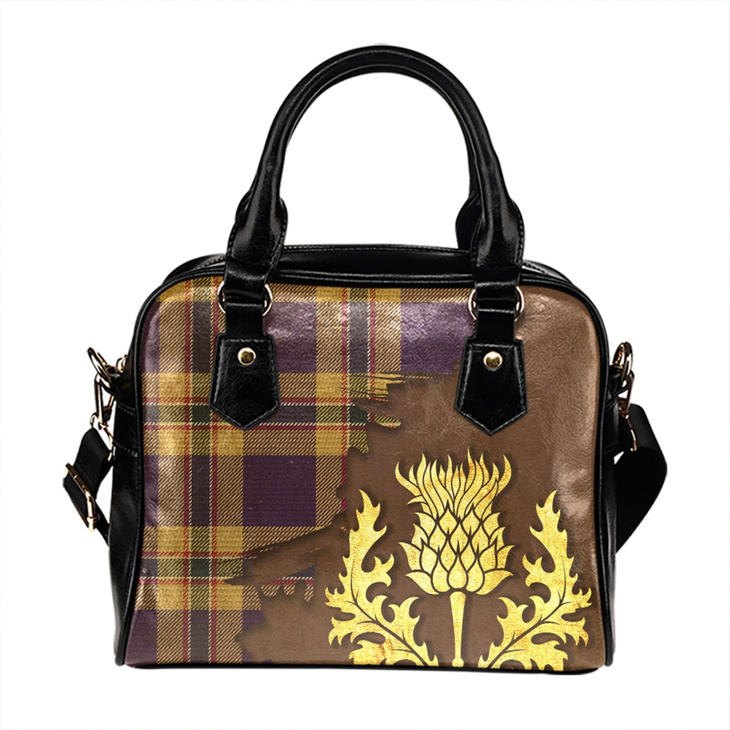 ScotsTee Shop Scottish MacCann (MacCan) Weathered Tartan Shoulder Handbag Thistle Oldest