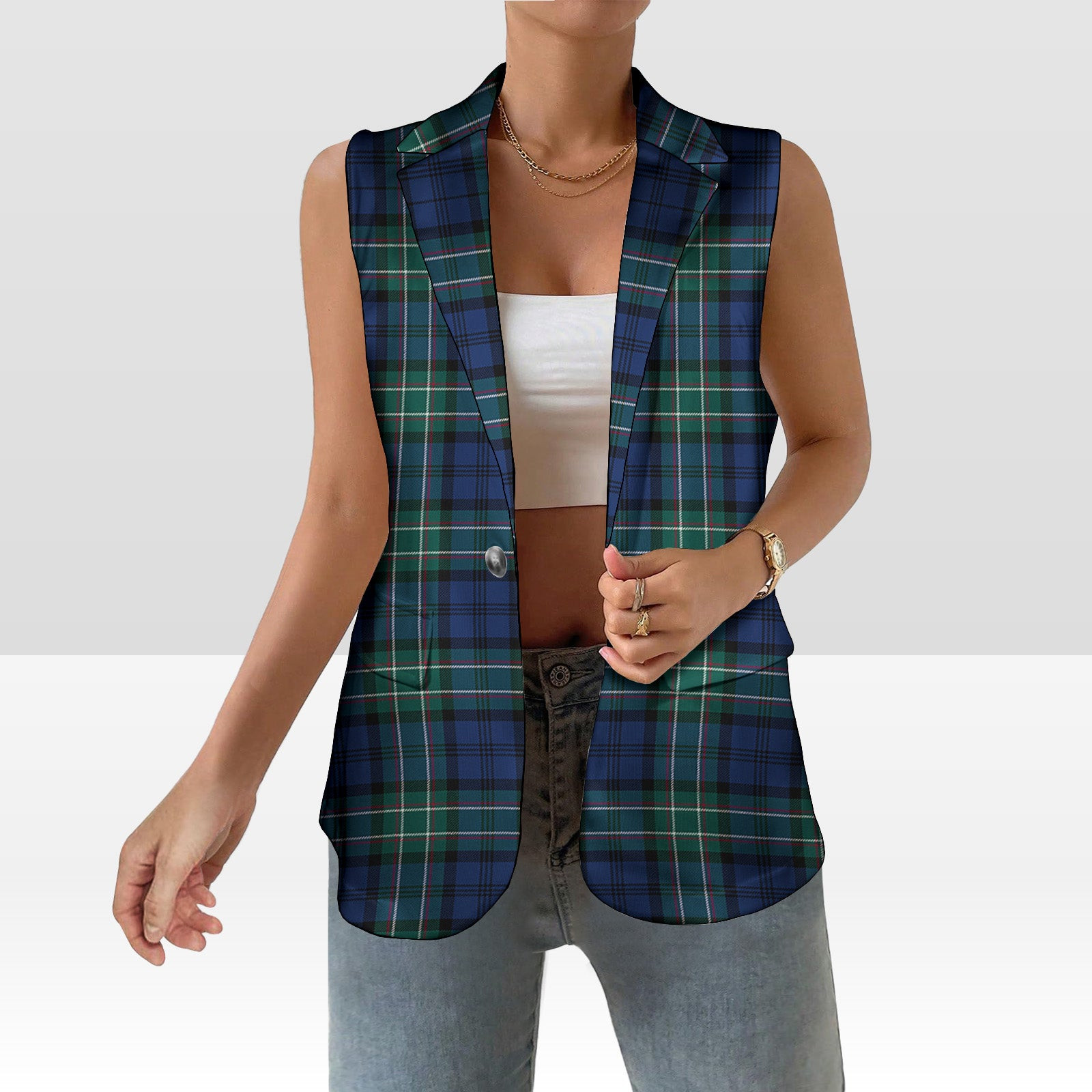 ScotsTee Shop Scottish Allan Women's Tartan Sleeveless Blazer Suit Vest