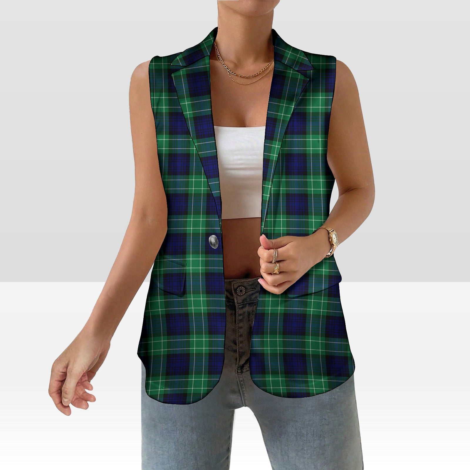 ScotsTee Shop Scottish Abercrombie SC Women's Tartan Sleeveless Blazer Suit Vest