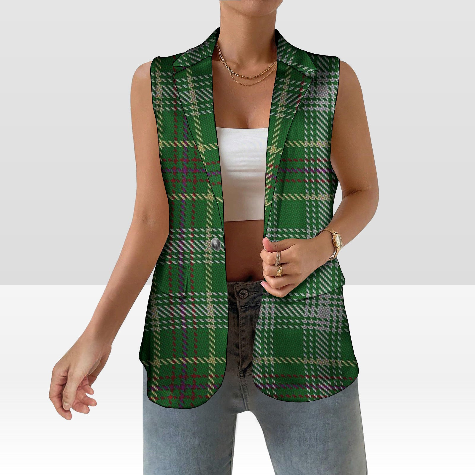ScotsTee Shop Scottish Bryant Women's Tartan Sleeveless Blazer Suit Vest