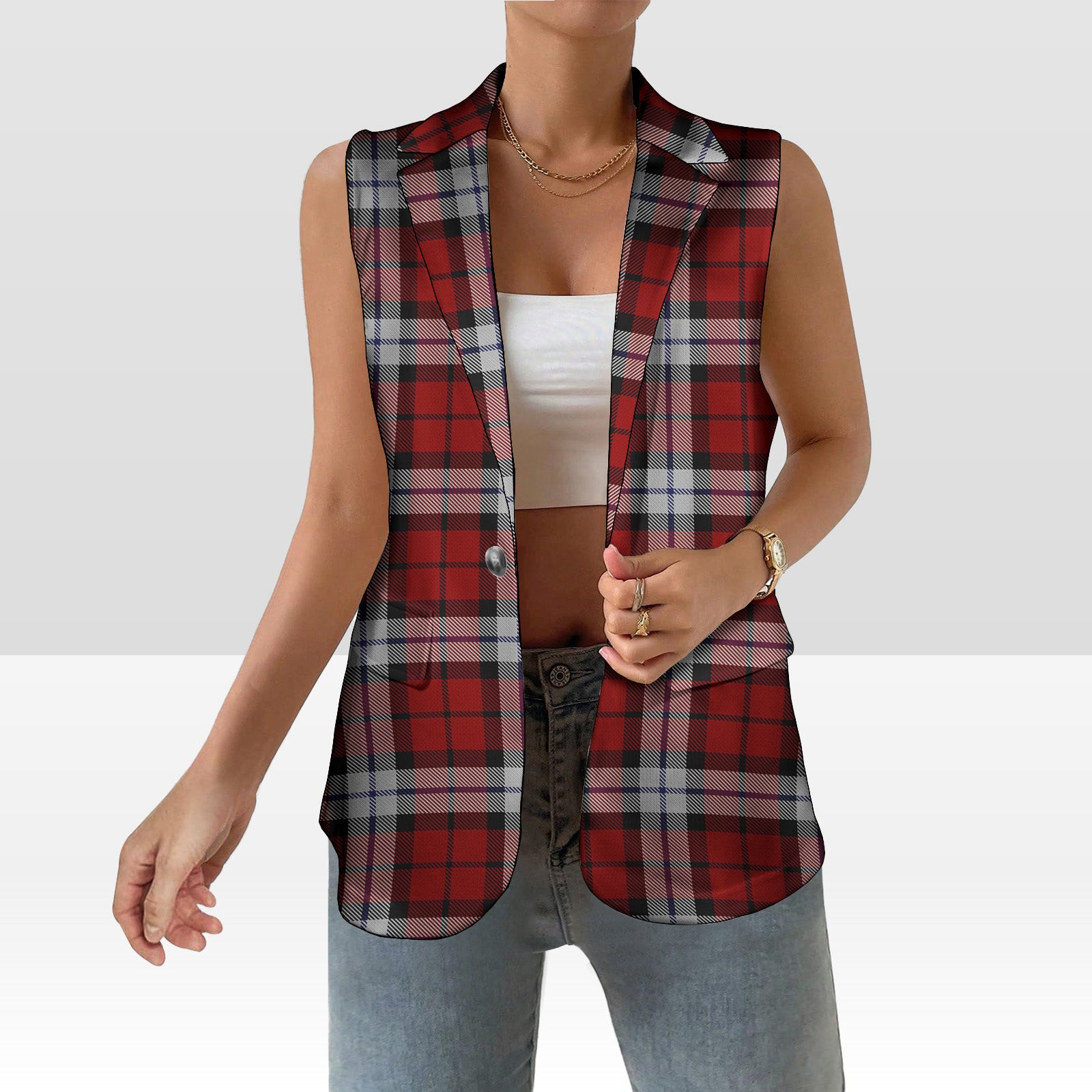 ScotsTee Shop Scottish Brodie Dress Women's Tartan Sleeveless Blazer Suit Vest