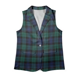 ScotsTee Shop Scottish Black Watch Large Sett Modern Women's Tartan Sleeveless Blazer Suit Vest