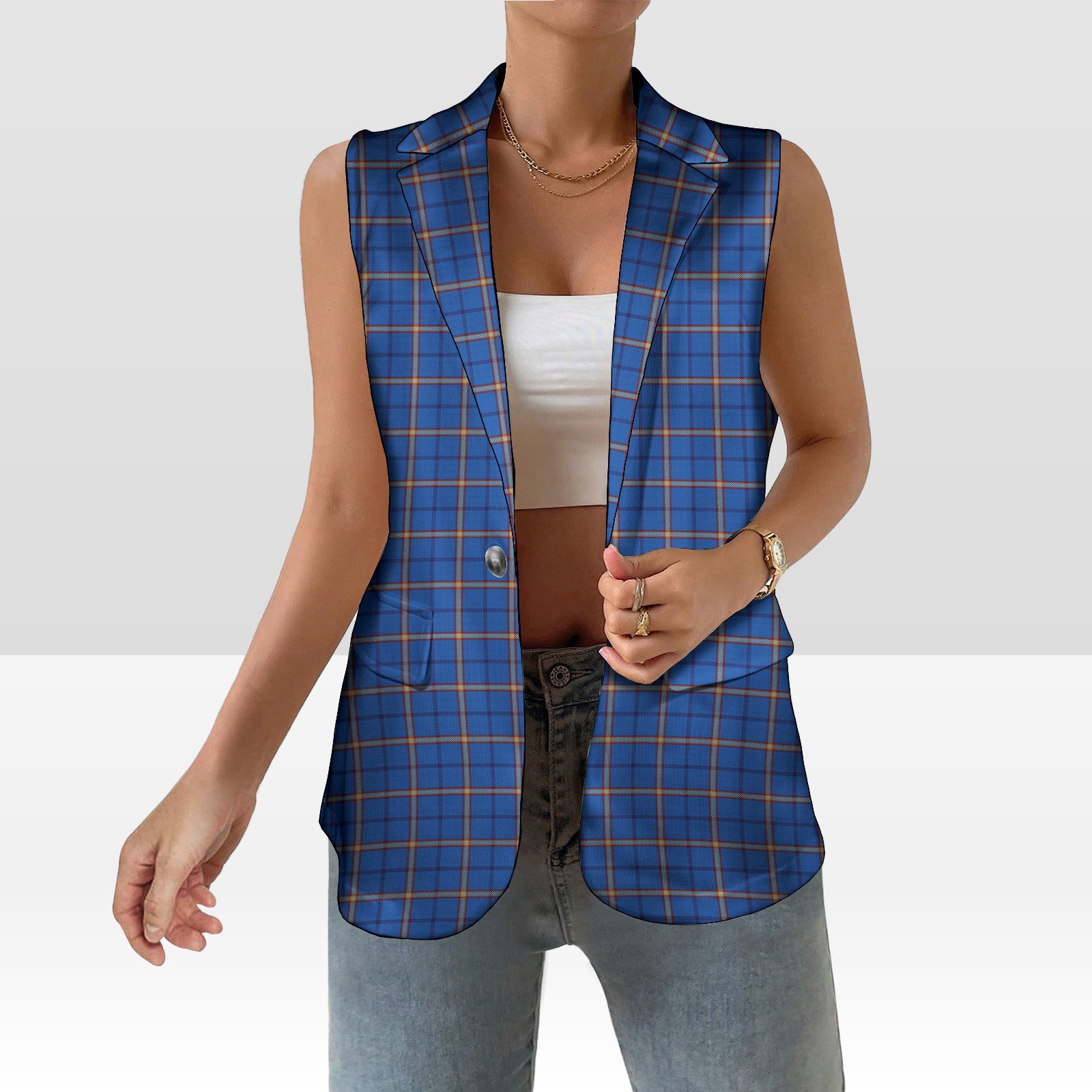 ScotsTee Shop Scottish Clark's Harbour Women's Tartan Sleeveless Blazer Suit Vest