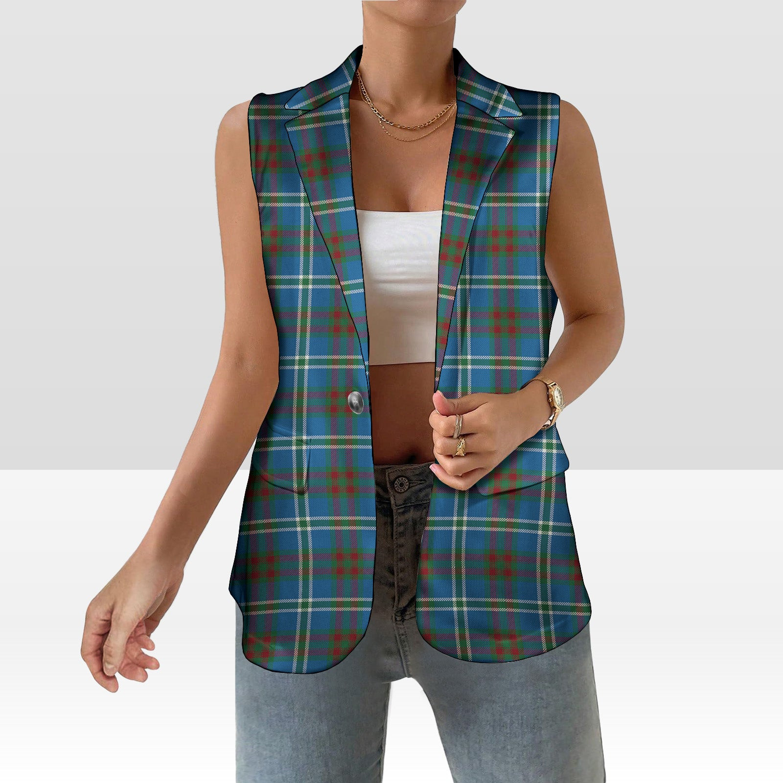 ScotsTee Shop Scottish Cathcart Ancient Women's Tartan Sleeveless Blazer Suit Vest