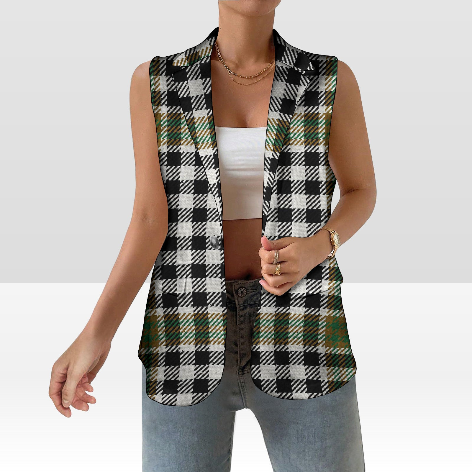ScotsTee Shop Scottish Burns Check Ancient Women's Tartan Sleeveless Blazer Suit Vest