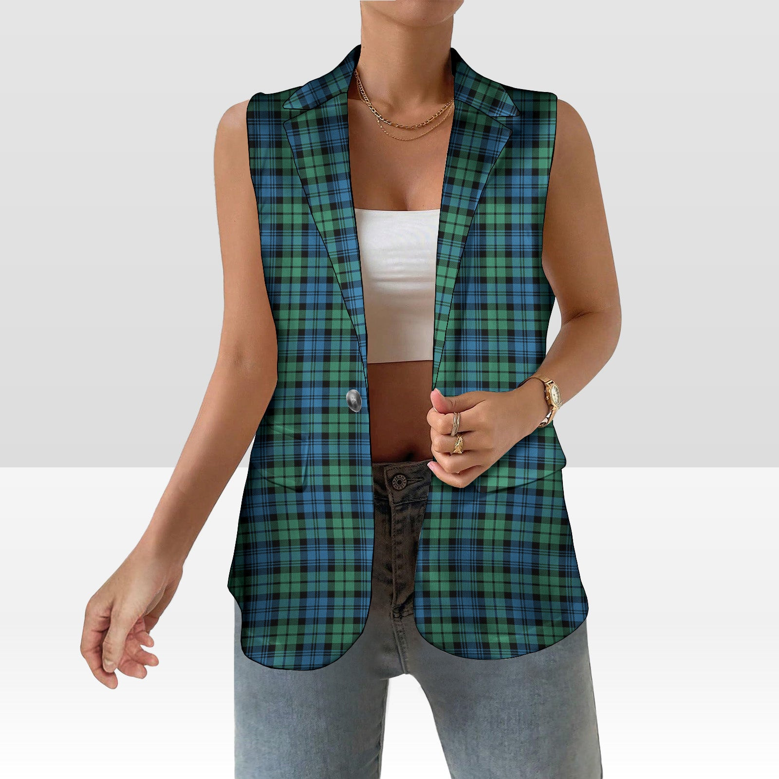 ScotsTee Shop Scottish Carter Women's Tartan Sleeveless Blazer Suit Vest