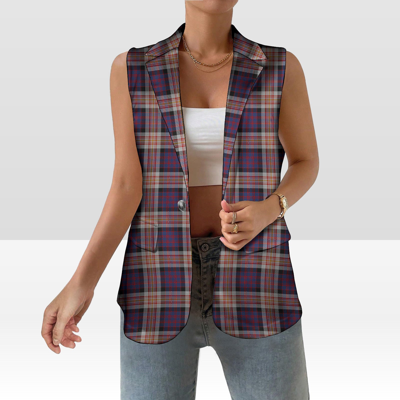 ScotsTee Shop Scottish Carnegie 2 Women's Tartan Sleeveless Blazer Suit Vest