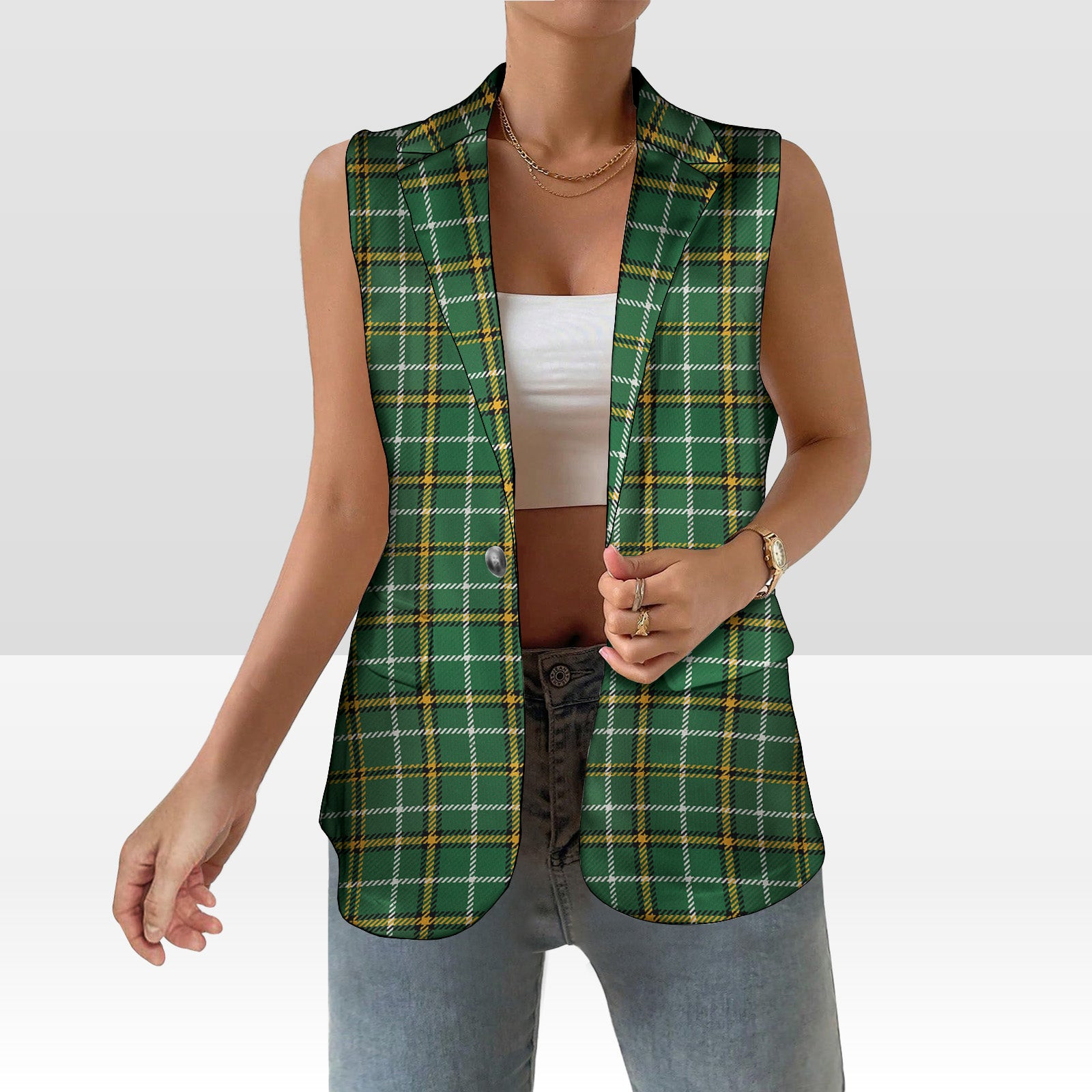 ScotsTee Shop Scottish Foster Hunting Ancient Women's Tartan Sleeveless Blazer Suit Vest